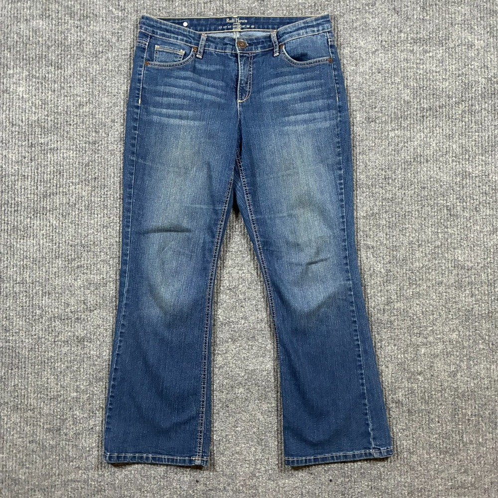 Ruff‎ Hewn Womens Bootcut Jeans Petite 2P Stretch Medium Wash Denim Mid Rise